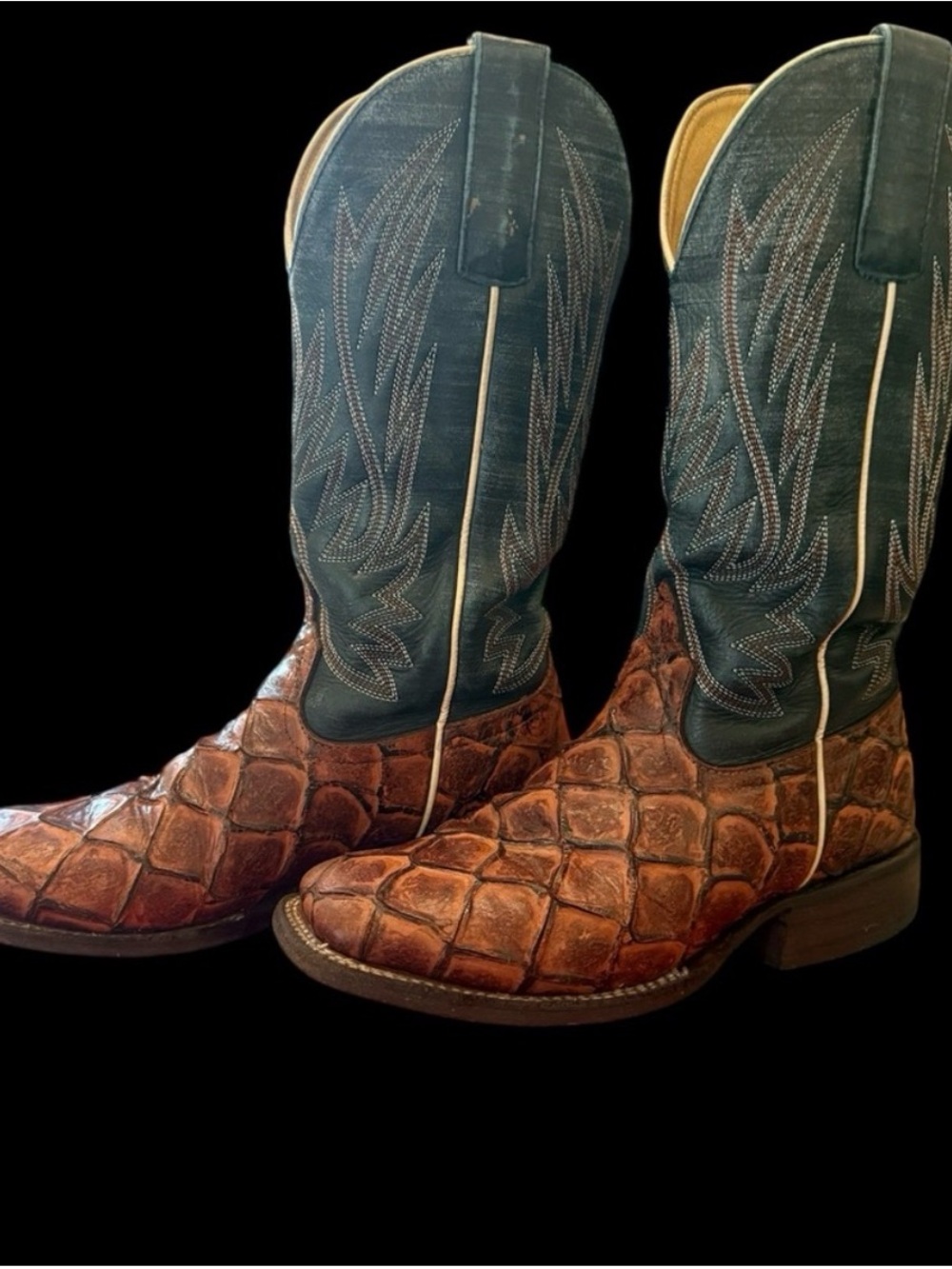 Anderson Bean Cowboy Boots Square Toe Size 6 Youth